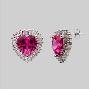 Heart Pink Stone Earrings
