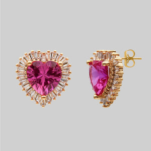Heart Pink Stone Earrings