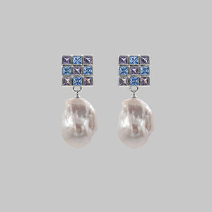 baroque pearl earring statement earrings womens earrings summer earrings blue lavender zircon stone 