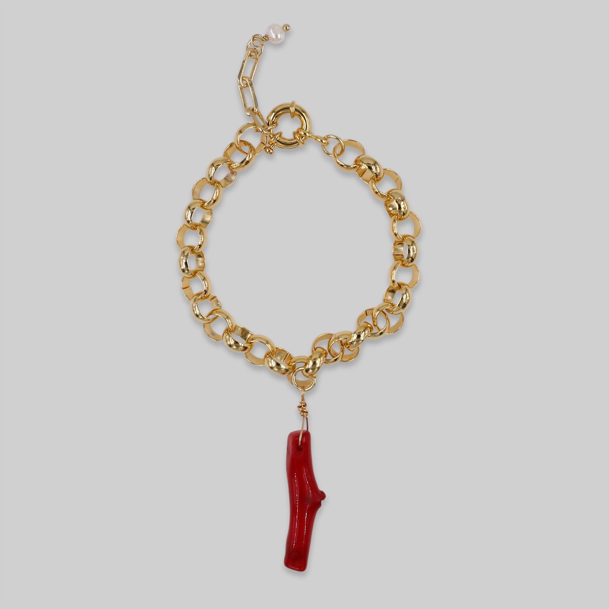 Coral Charm Chain Bracelet