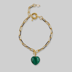 malachite heart gemstone chain bracelet daily womens bracelet 