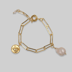 Baroque Pearl Charm Chain Bracelet