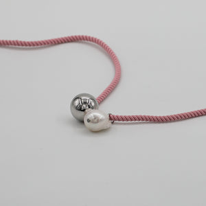 Silk Tie Multiway Silver Ball and Baroque Pearl Pendant