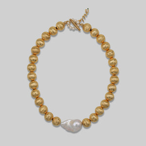 baroque pearl necklace metal ball choker gold women's necklace daily statement 