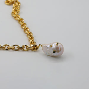 Baroque Pearl Emerald Necklace