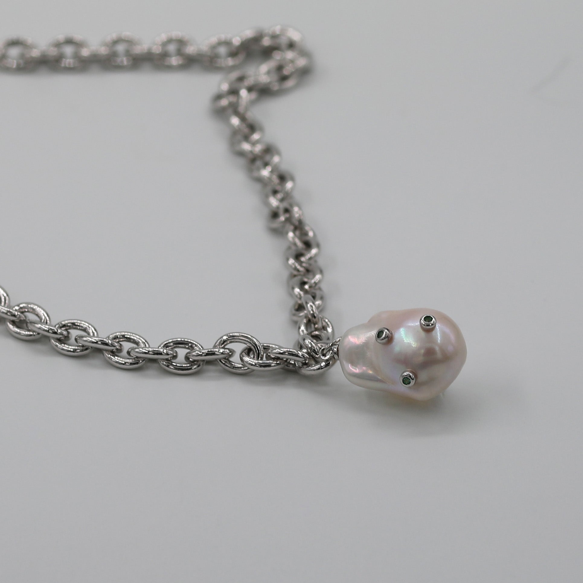 Baroque Pearl Emerald Necklace