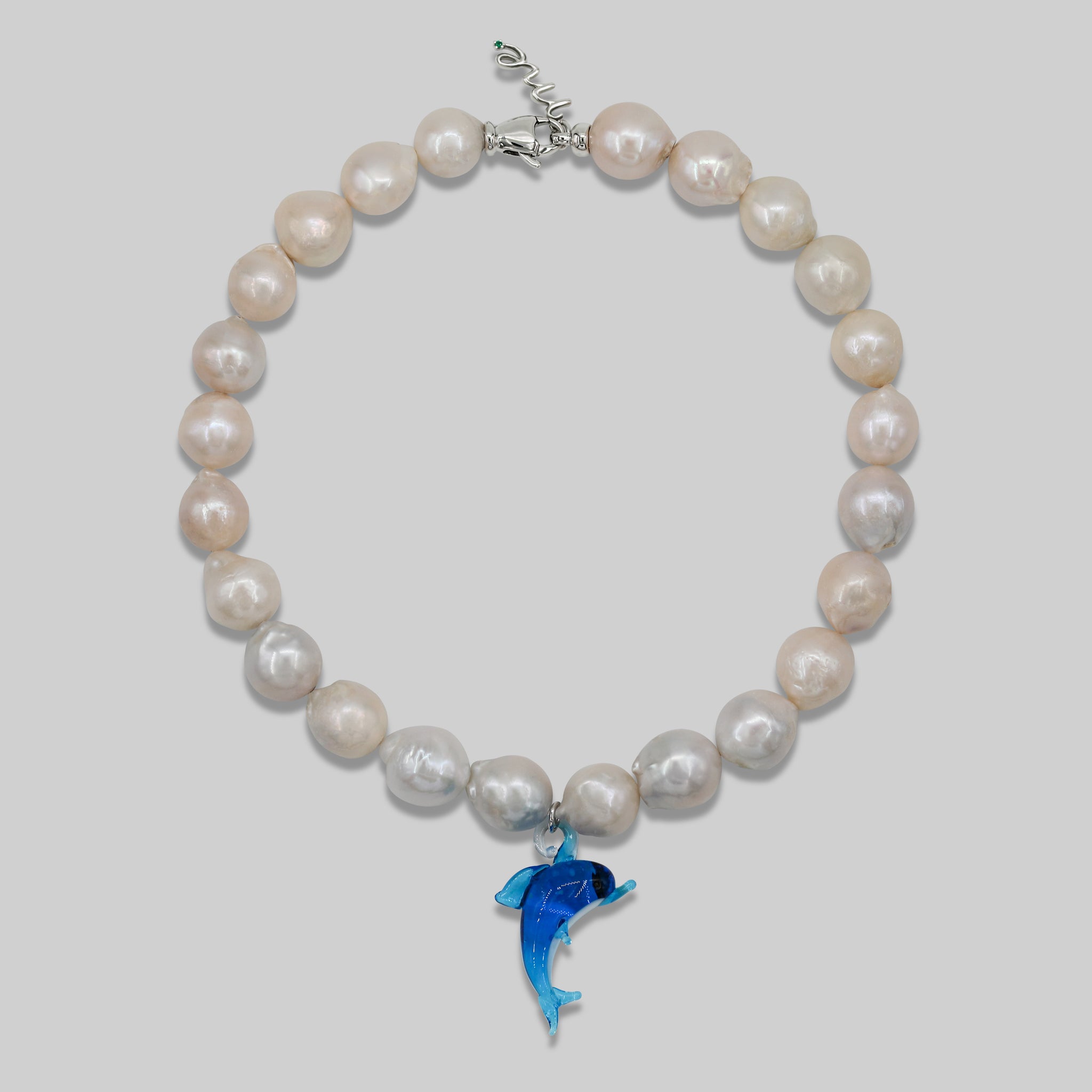 natural baroque pearl necklace dolphin charm summer 