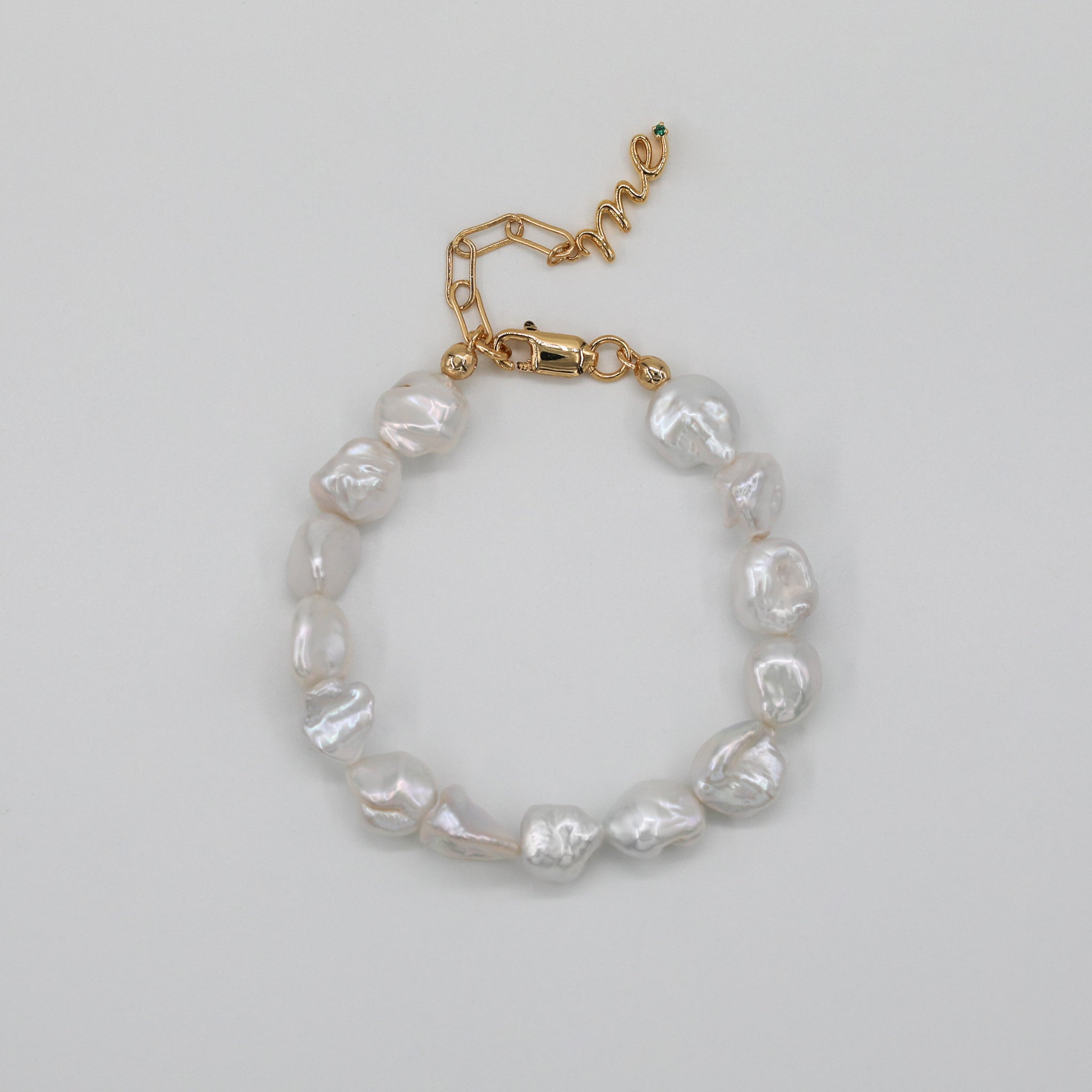 Coin Pearl Charms Linked Bracelet
