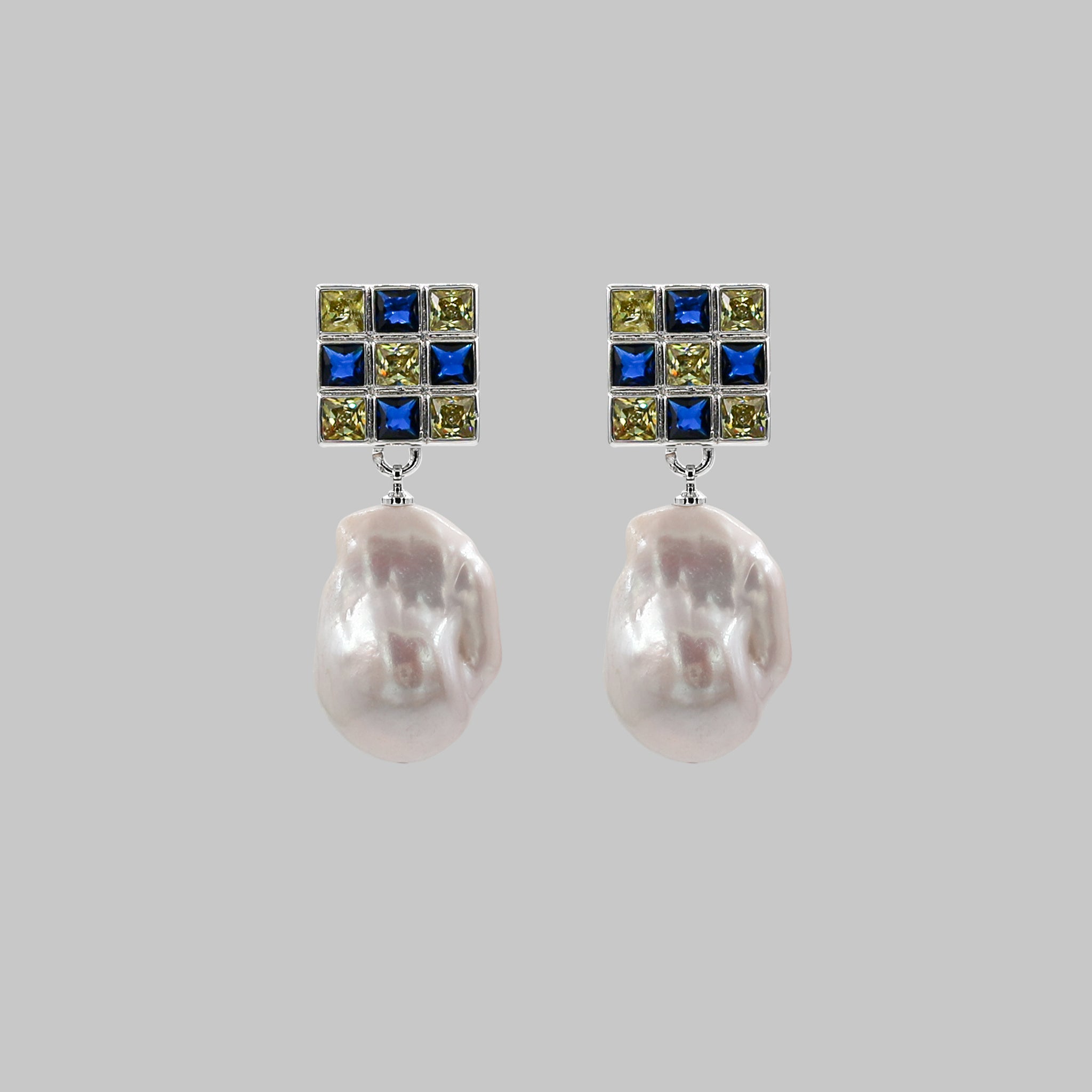 baroque pearl earring statement earrings womens earrings summer earrings blue lemon crystal  zircon stone