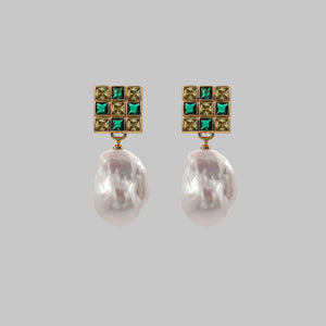 baroque pearl earring statement earrings womens earrings summer earrings emerald gold  zircon stone