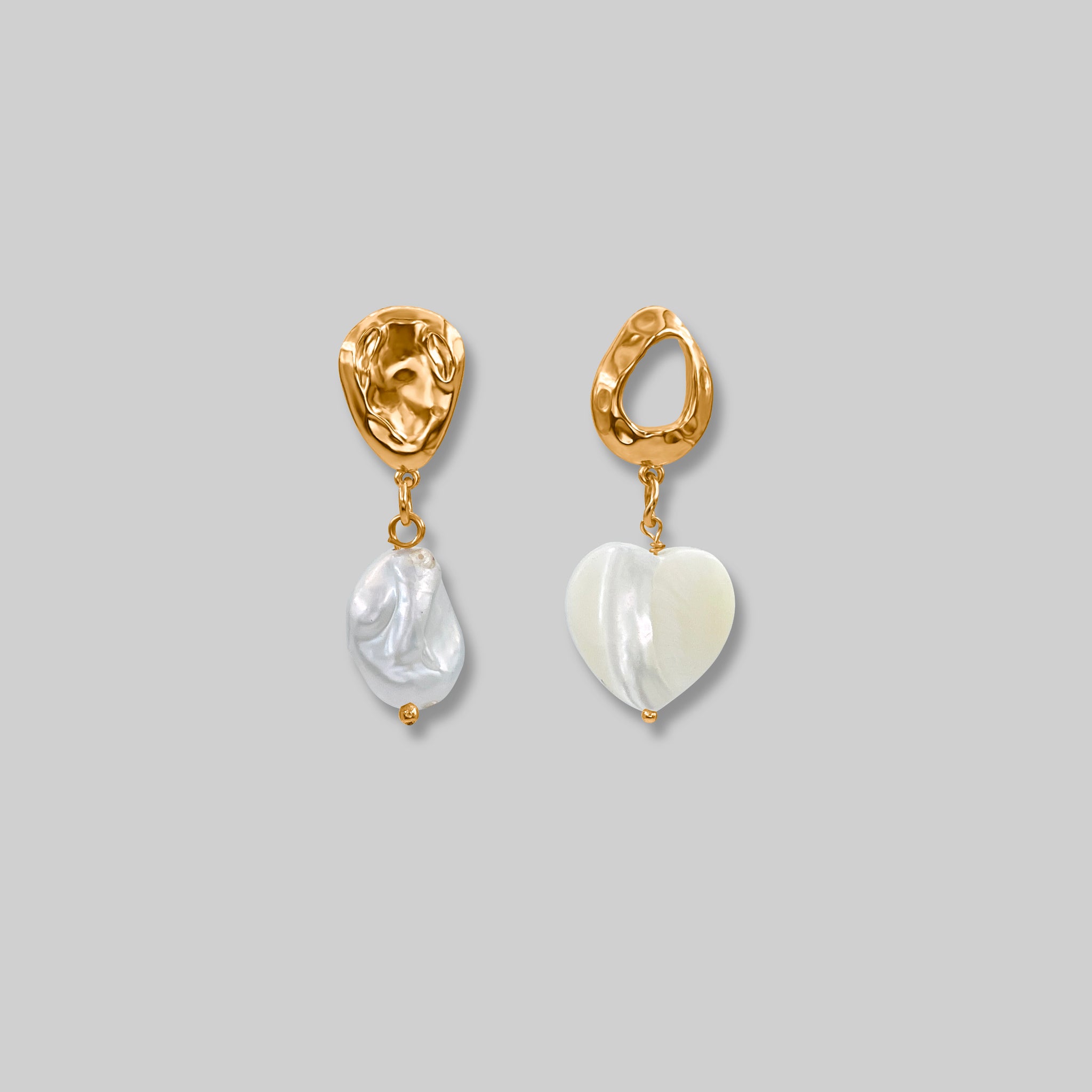 Vintage heart mismatched earrings