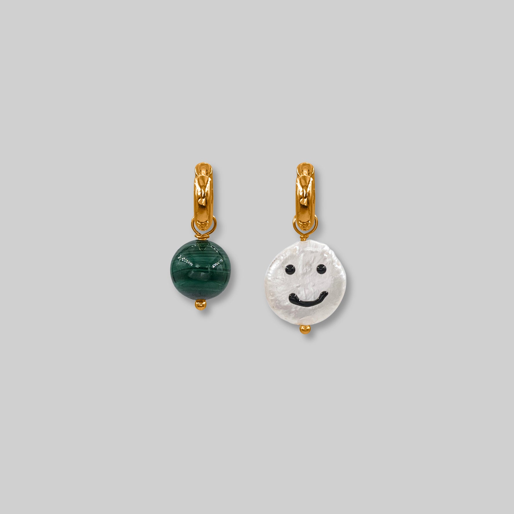 smile charm malachite gemstone hoop earring summer earrings pearl 