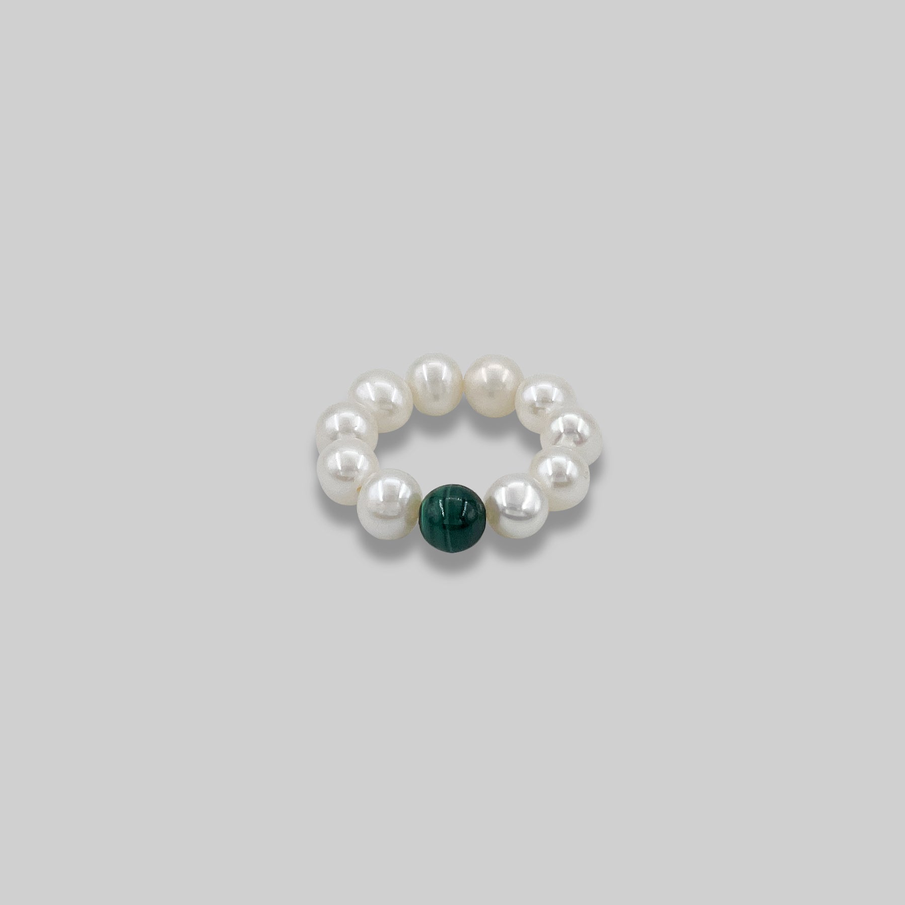 malachite gemstone pearl ring freshwater pearl women's ring stacked ring daily 