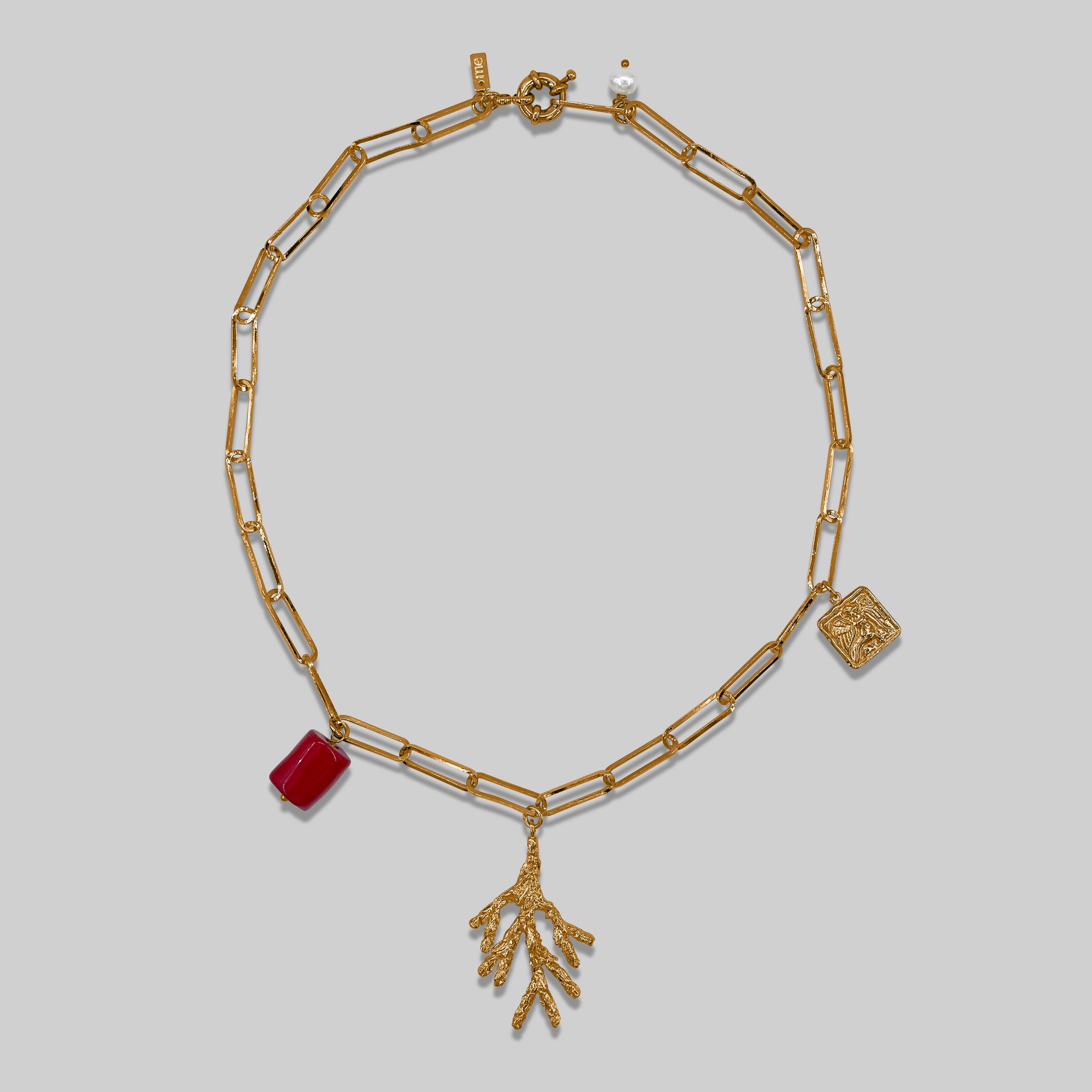 Coral Pendant Chain Necklace