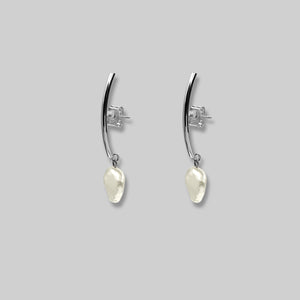 Crescent Moon Pearl Drop Earrings