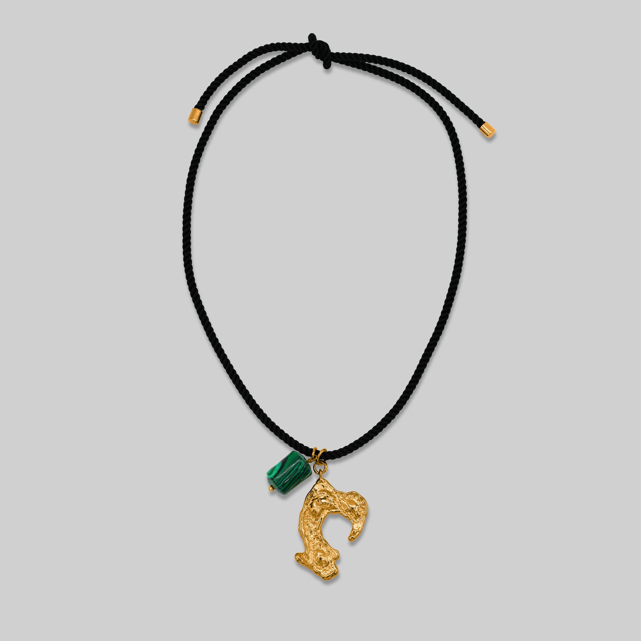 cord necklace choker charm gold malachite gemstone pendant 