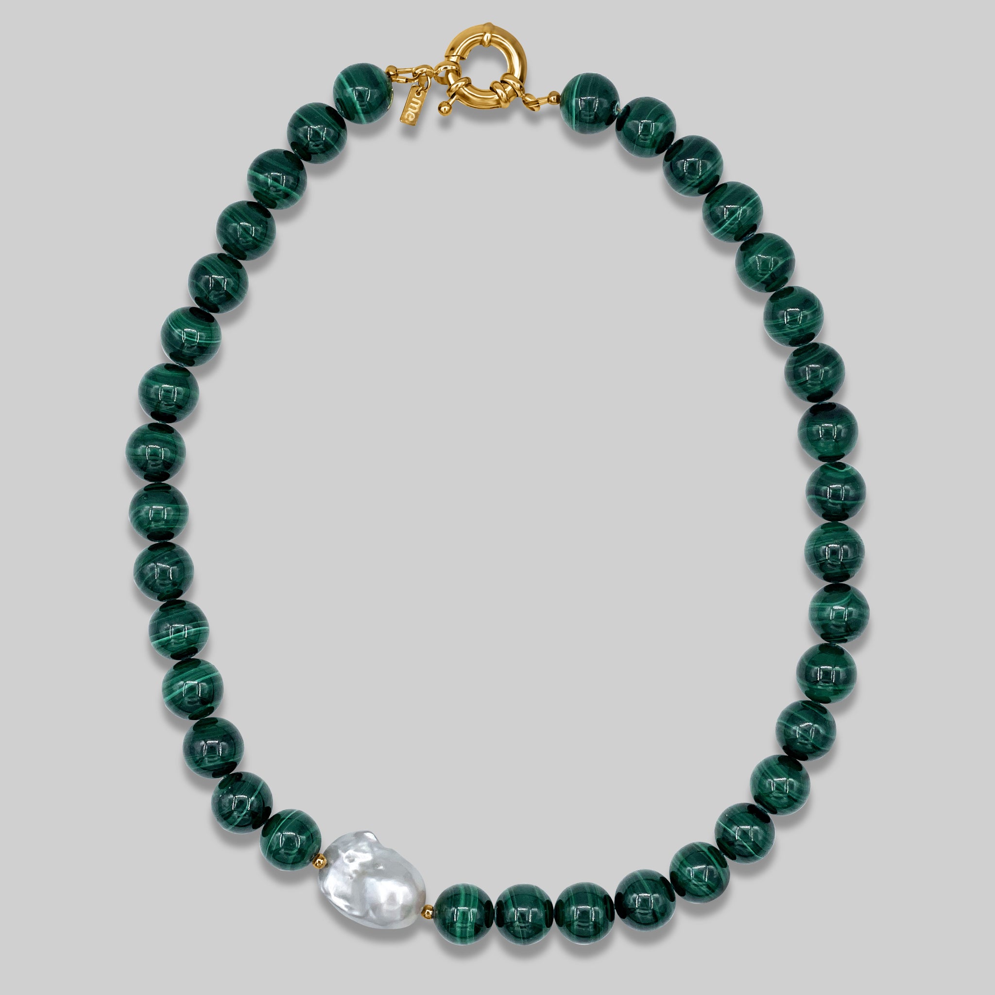 malachite gemstone baroque pearl necklace daily statement necklace 